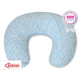 Feeding pillow for Baby- Hanging hearts blue flowers