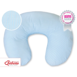Feeding pillow for Baby- Hanging hearts blue stripes