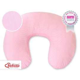 Feeding pillow for Baby- Hanging hearts pink stripes