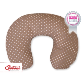 Feeding pillow for Baby- Hanging hearts white dots on brown