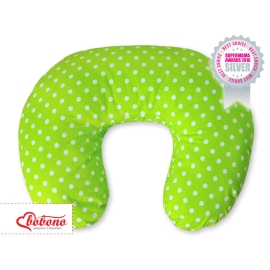 Feeding pillow for Baby- Hanging hearts white dots on green