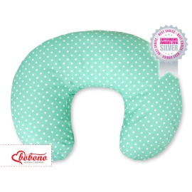 Feeding pillow for Baby- Hanging hearts white dots on mint