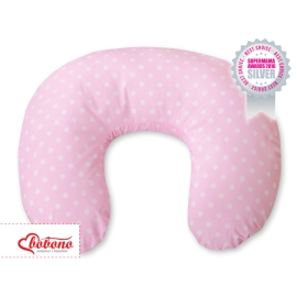 Feeding pillow for Baby- Hanging hearts white dots on pink
