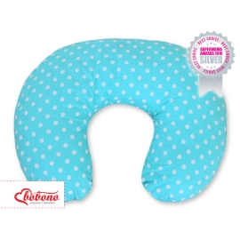 Feeding pillow for Baby- Hanging hearts white dots on turquoise