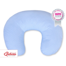 Feeding pillow for Baby- Hanging hearts white polka dots on blue