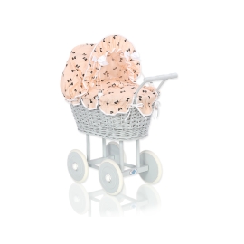 Gray Wicker Doll Pram Carriage -762