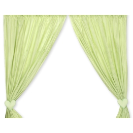 Green Curtains for baby room- Bear with bow