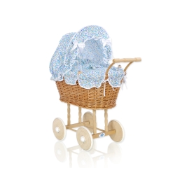 Handmade Doll Pram made of Natural Wicker and Wood -532