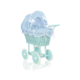 Handmade Doll Stroller made of Mint Wicker and Wood -532