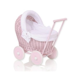 Handmade New Retro Pink Wicker Doll Pram -516