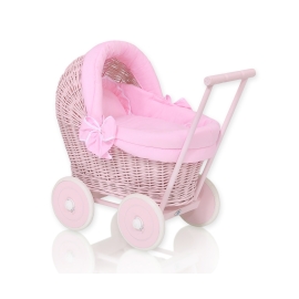 Handmade New Retro Pink Wicker Doll Pram -517