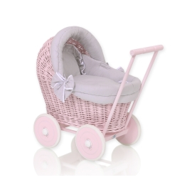 Handmade New Retro Pink Wicker Doll Pram -523