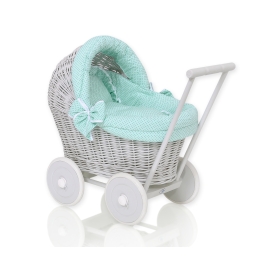 Handmade Retro Style Gray Wicker Doll Carriage -1034