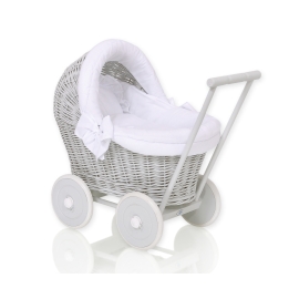 Handmade Retro Style Gray Wicker Doll Carriage -516