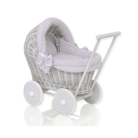 Handmade Retro Style Gray Wicker Doll Carriage -523