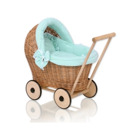 Handmade Retro Style Natural Wicker Stroller for Dolls -1031