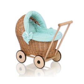 Handmade Retro Style Natural Wicker Stroller for Dolls -1034