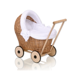 Handmade Retro Style Natural Wicker Stroller for Dolls -516