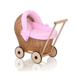 Handmade Retro Style Natural Wicker Stroller for Dolls -517
