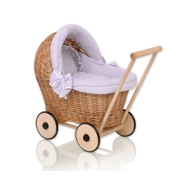 Handmade Retro Style Natural Wicker Stroller for Dolls -523