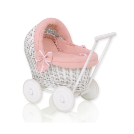 Handmade Retro Style White Wicker Doll Pram -1032