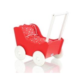 Handmade Wooden Carriage Doll Pram Red -771