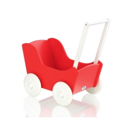 Handmade Wooden Carriage Doll Pram Red