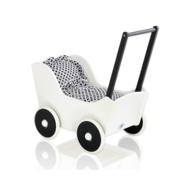 Handmade wooden Doll pram Black White -746