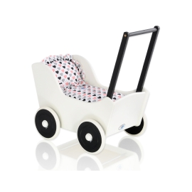 Handmade wooden Doll pram Black White -767