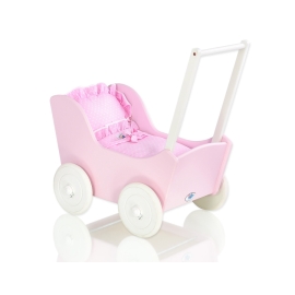 Handmade Wooden Pink Pram for Dolls -530