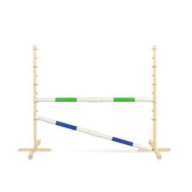 Jumping obstacle for Hobby Horse 160 cm, h-120 cm, with two bars green and blue