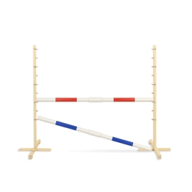 Jumping obstacle for Hobby Horse 160 cm, h-120 cm, with two bars red and blue