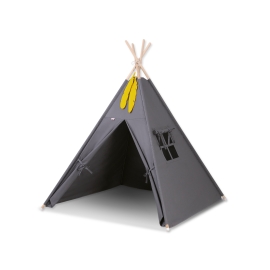 Kids Teepee Tent + decorative feathers- anthracite