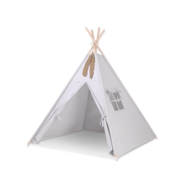 Kids Teepee Tent + decorative feathers- gray