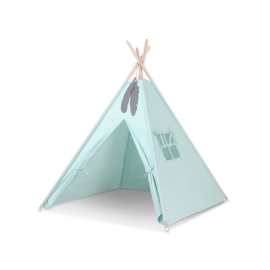 Kids Teepee Tent + decorative feathers- mint