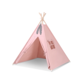 Kids Teepee Tent + decorative feathers- pastel pink