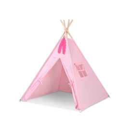 Kids Teepee Tent + decorative feathers- pink