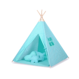Kids Teepee Tent - mint flowers