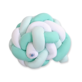 Knot Braided Cushion Bumper for Baby Bed Crib- white-mint