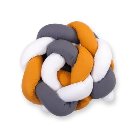 Knot bumper Braided Cushion Pillow - white-honey yellow-anthracite
