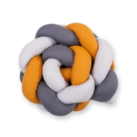 Knotted bumper Braided Cushion Pillow - gray-honey yellow-anthracite