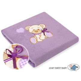 Lilac Polar fleece blanket for Baby- Bear with bow