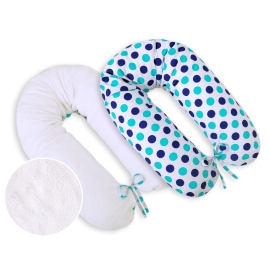 Maternity Pregnancy pillow- double-sided- Navy blue-mint dots