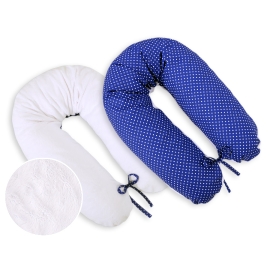 Maternity Pregnancy pillow- double-sided- Navy blue with white polka