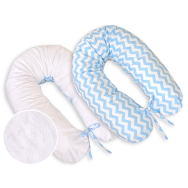 Maternity Pregnancy pillow- double-sided-Simple chevron blue-white