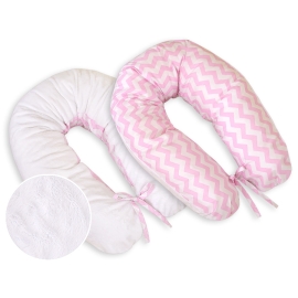 Maternity Pregnancy pillow- double-sided-Simple chevron pink-white