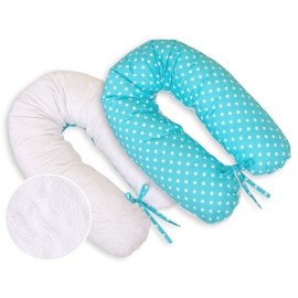 Maternity Pregnancy pillow- double-sided-Simple white dots on turquoise