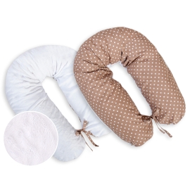 Maternity Pregnancy pillow- double-sided- White dots on brown