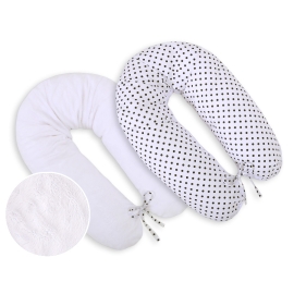 Maternity Pregnancy pillow- double-sided- White with black dots