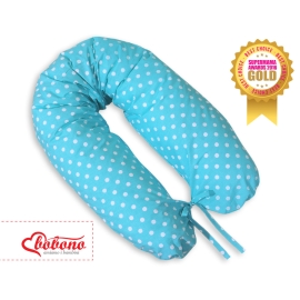 Maternity Pregnancy pillow- White polka dots on turquoise